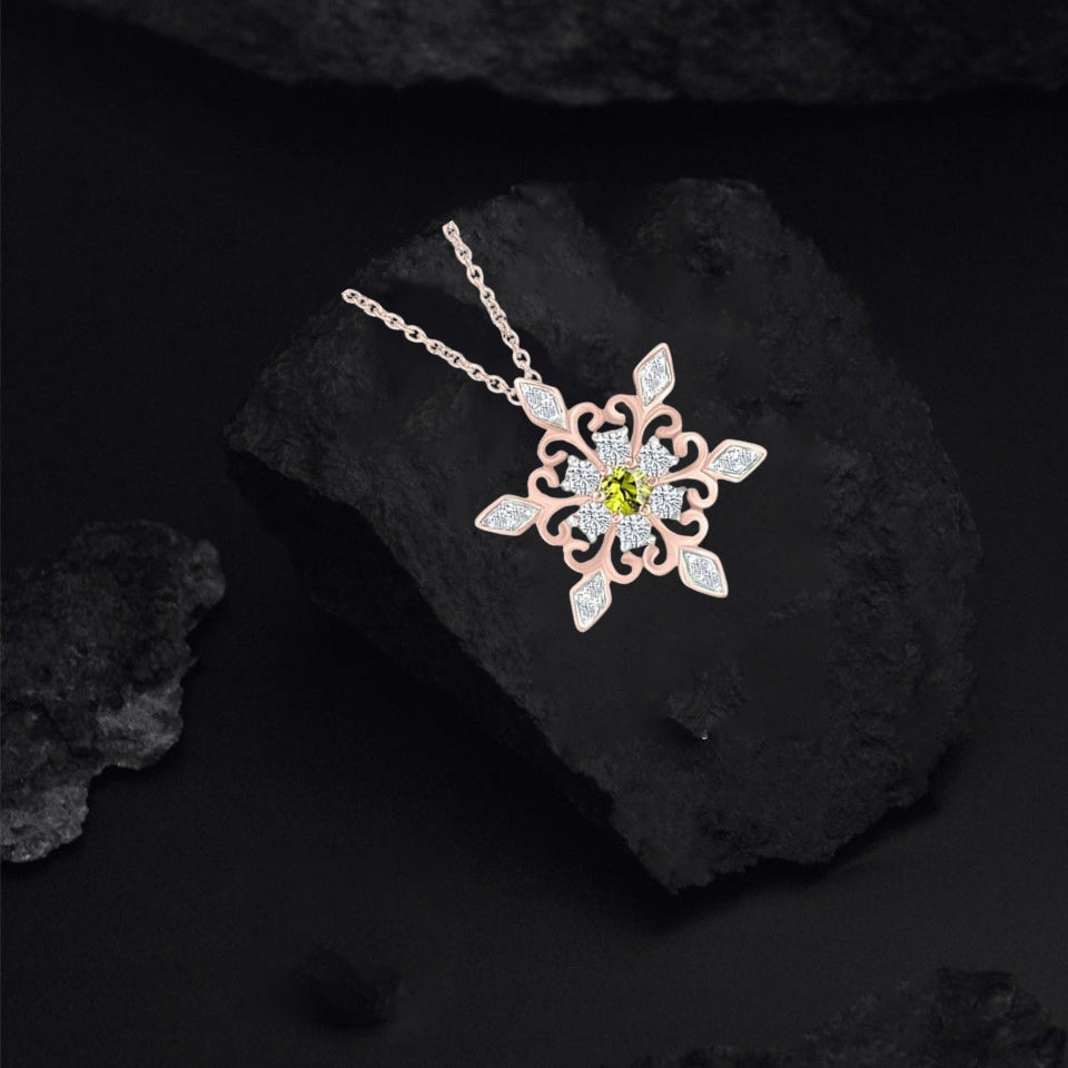 Birthday Snowflake Pendant Necklace