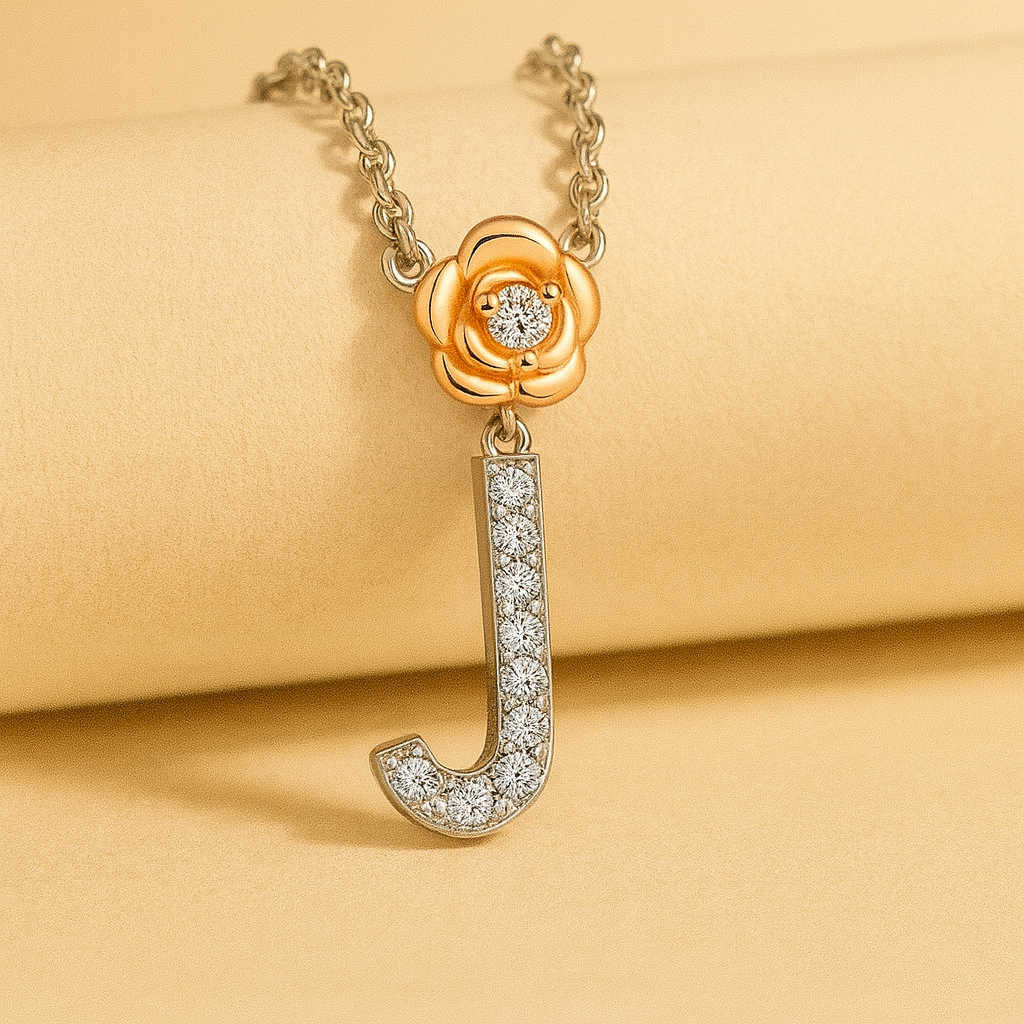 Alphabet Flower Pendant Necklace