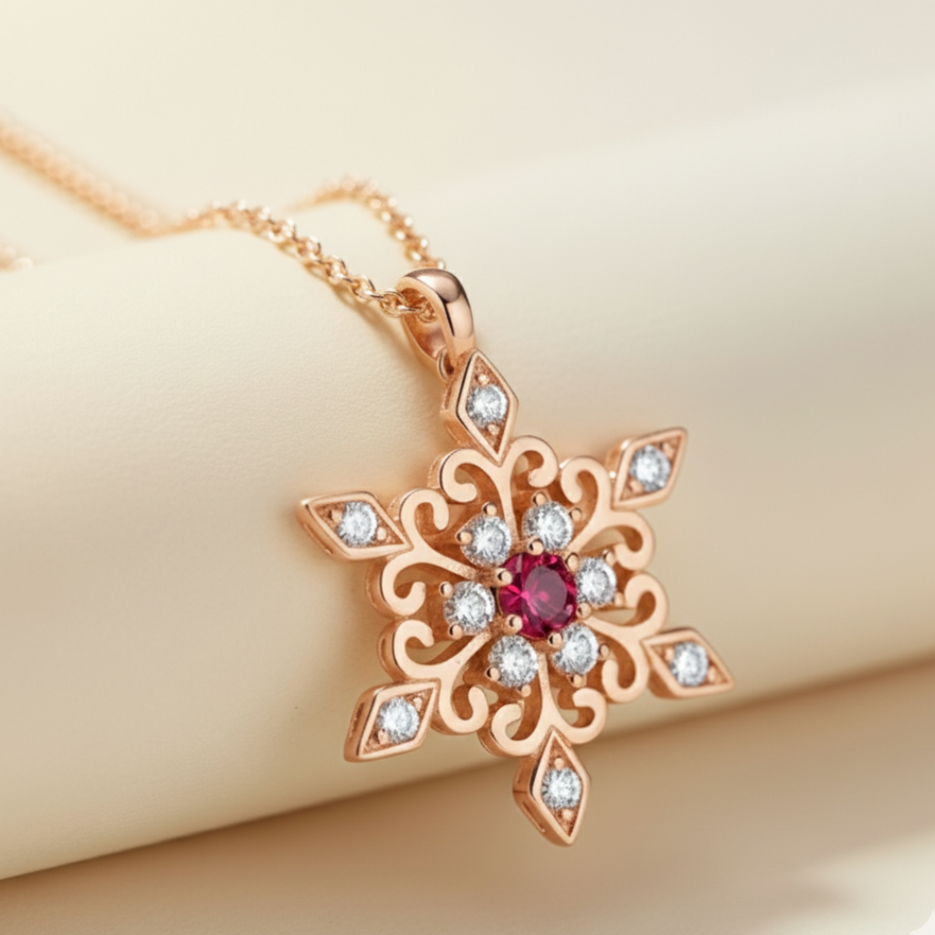 Birthday Snowflake Pendant Necklace