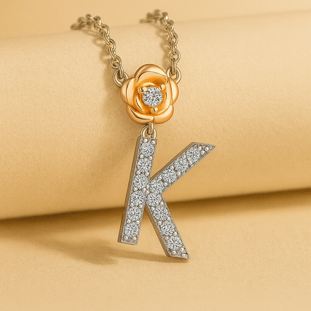 Alphabet Flower Pendant Necklace
