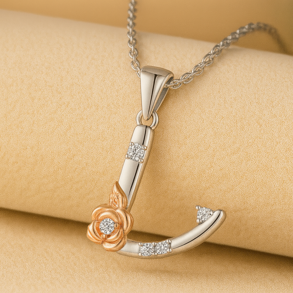 Alphabet Rose Pendant Necklace