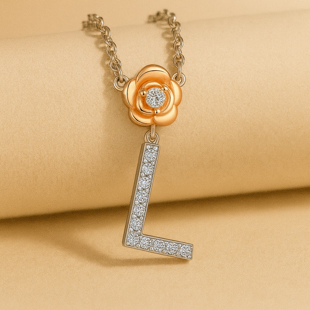 Alphabet Flower Pendant Necklace