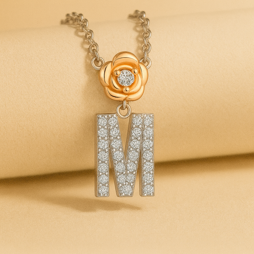 Alphabet Flower Pendant Necklace