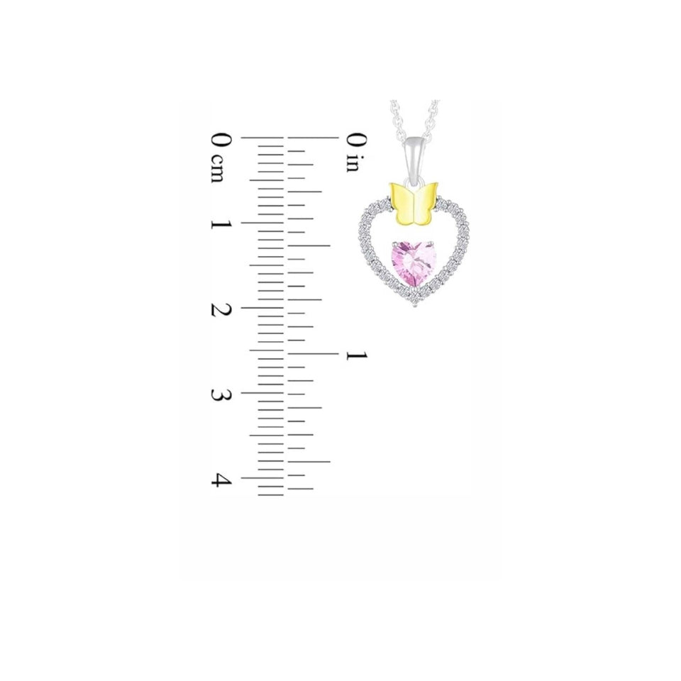 Gemstone Heart Butterfly Pendnat Necklace