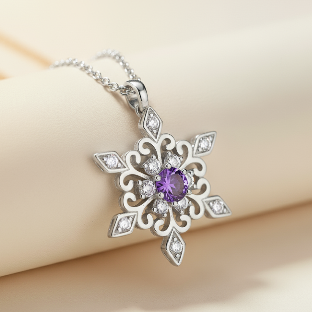 Birthday Snowflake Pendant Necklace