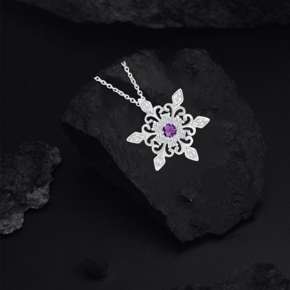 Birthday Snowflake Pendant Necklace