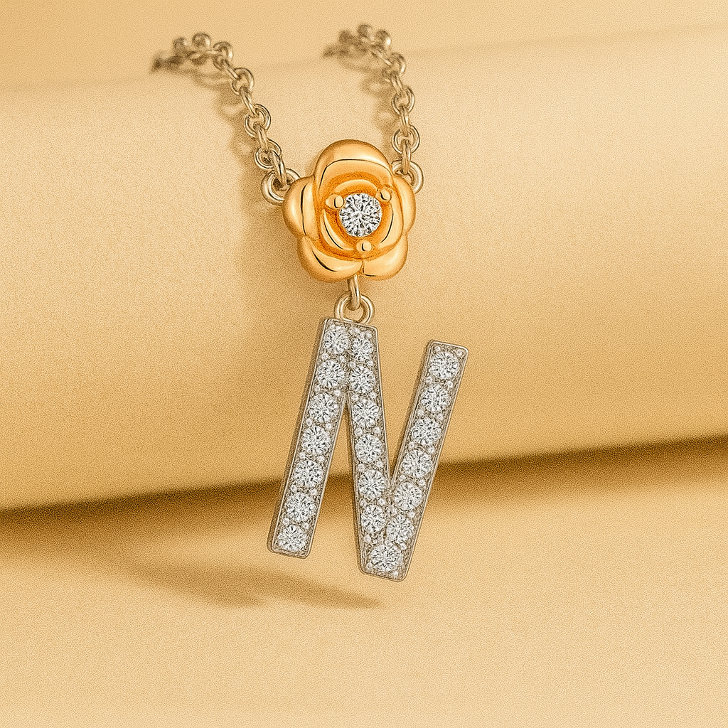 Alphabet Flower Pendant Necklace