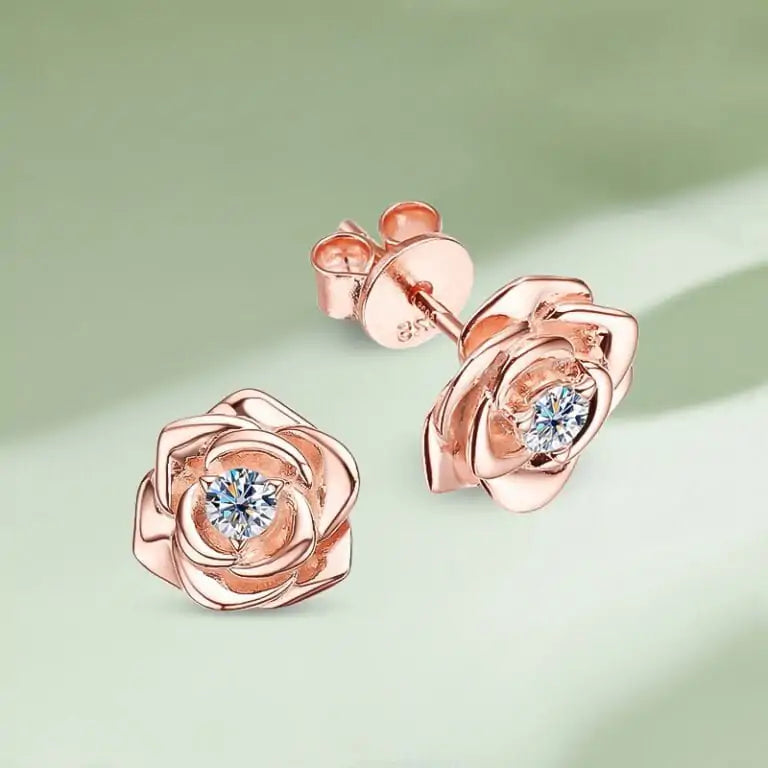 Rose Flower Moissanite Earring