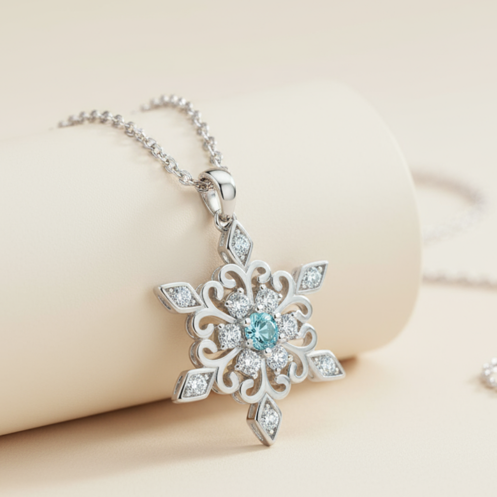Birthday Snowflake Pendant Necklace