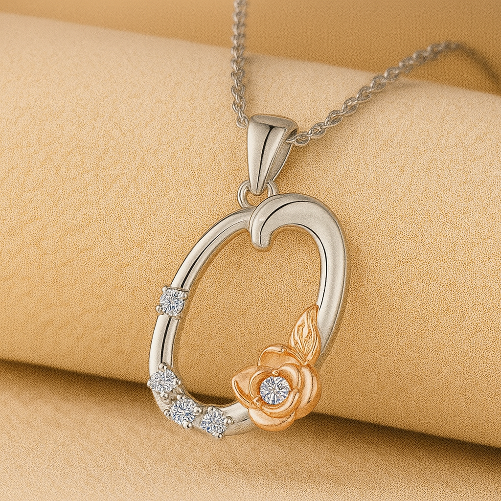 Alphabet Rose Pendant Necklace