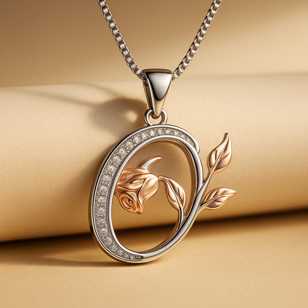 Initial Alphabet Rose Pendant Necklace