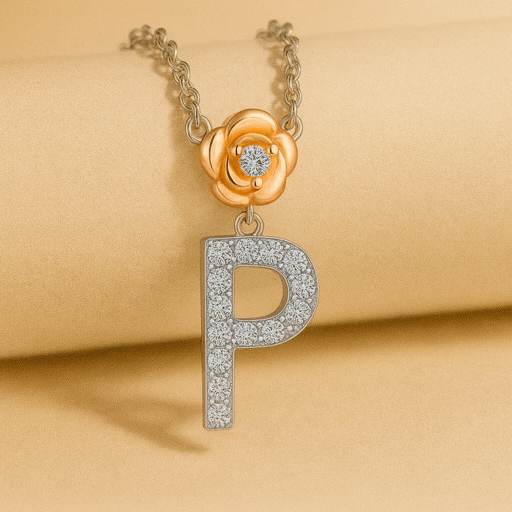 Alphabet Flower Pendant Necklace