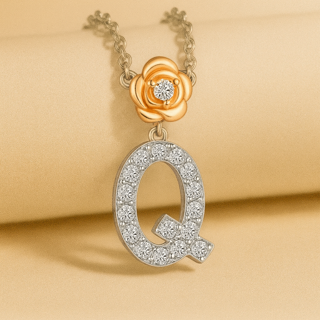 Alphabet Flower Pendant Necklace