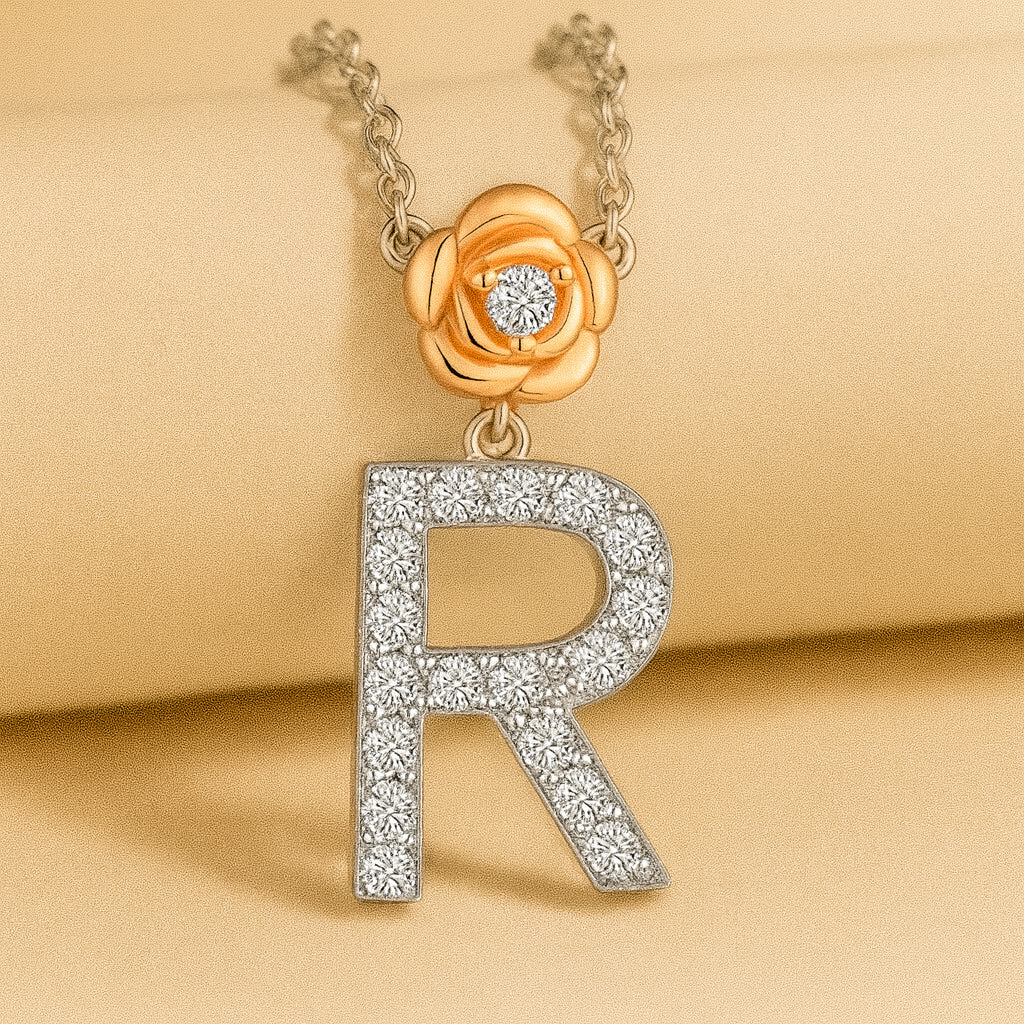 Alphabet Flower Pendant Necklace