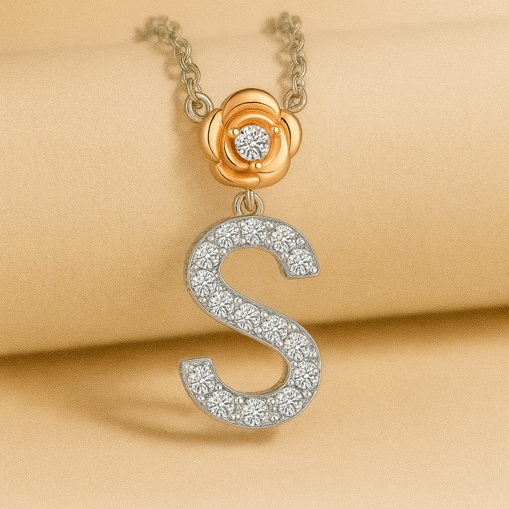 Alphabet Flower Pendant Necklace