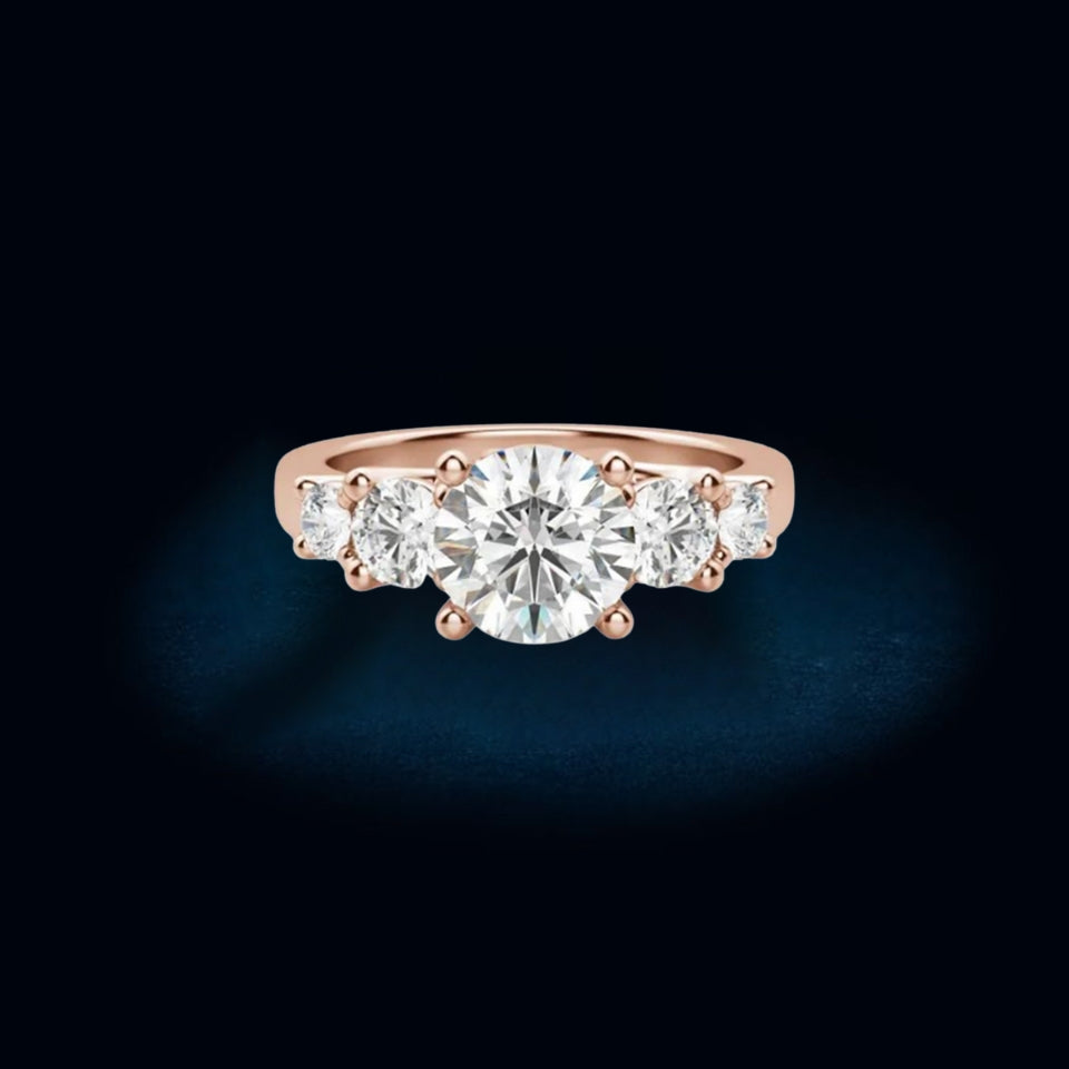 Round Moissanite Five Stone Engagement Ring
