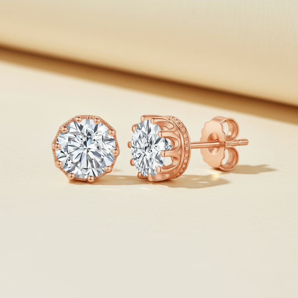 Moissanite Diamond Crown Stud