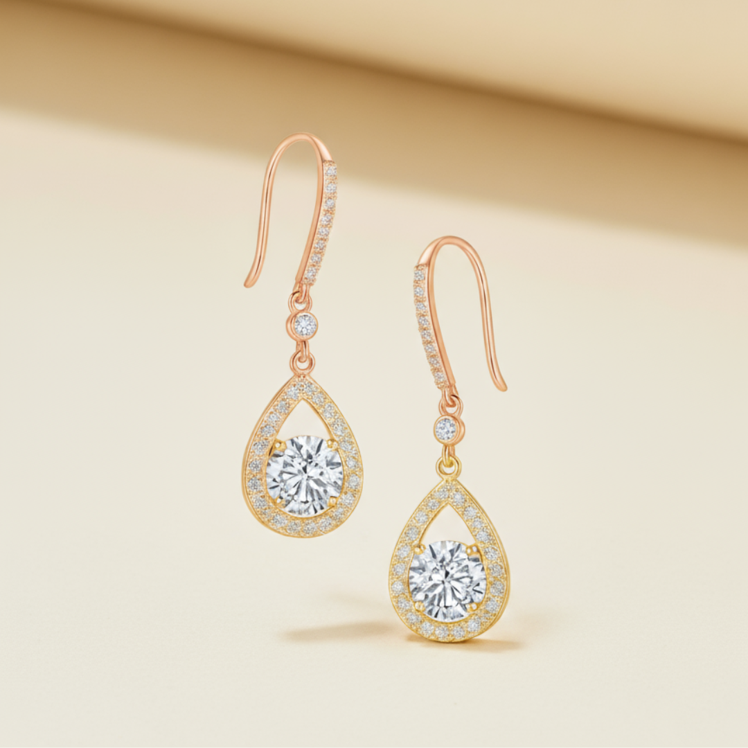Moissanite Diamond Teardrop Dangle Earrings