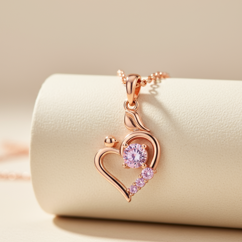 Child with Mom Heart Pendant Necklace