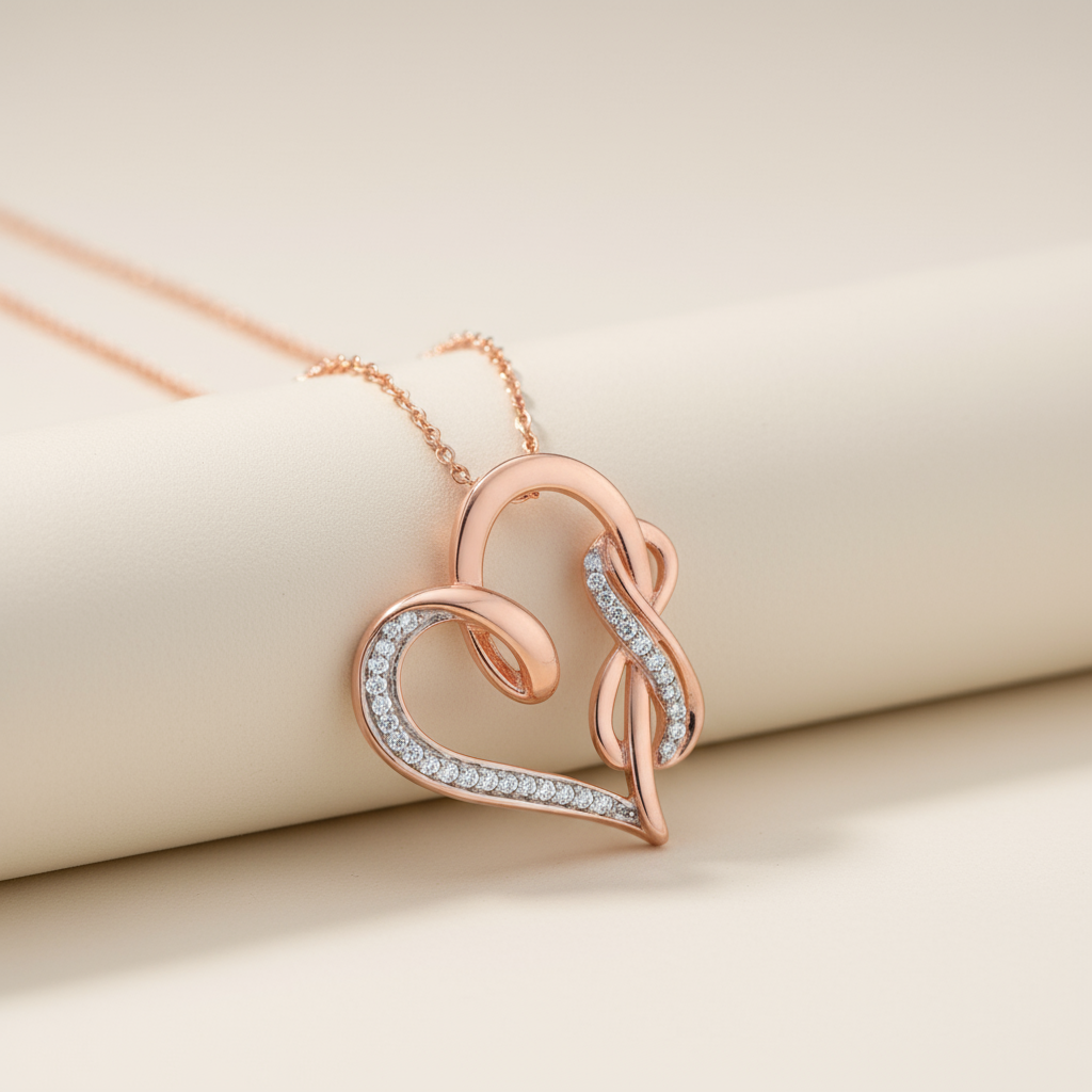 Swirl Infinity Heart Pendant Necklace
