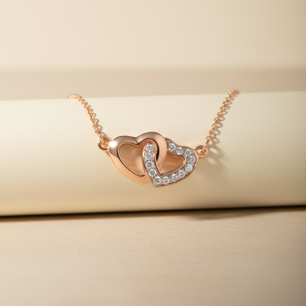 Double Love Heart Pendant Necklace