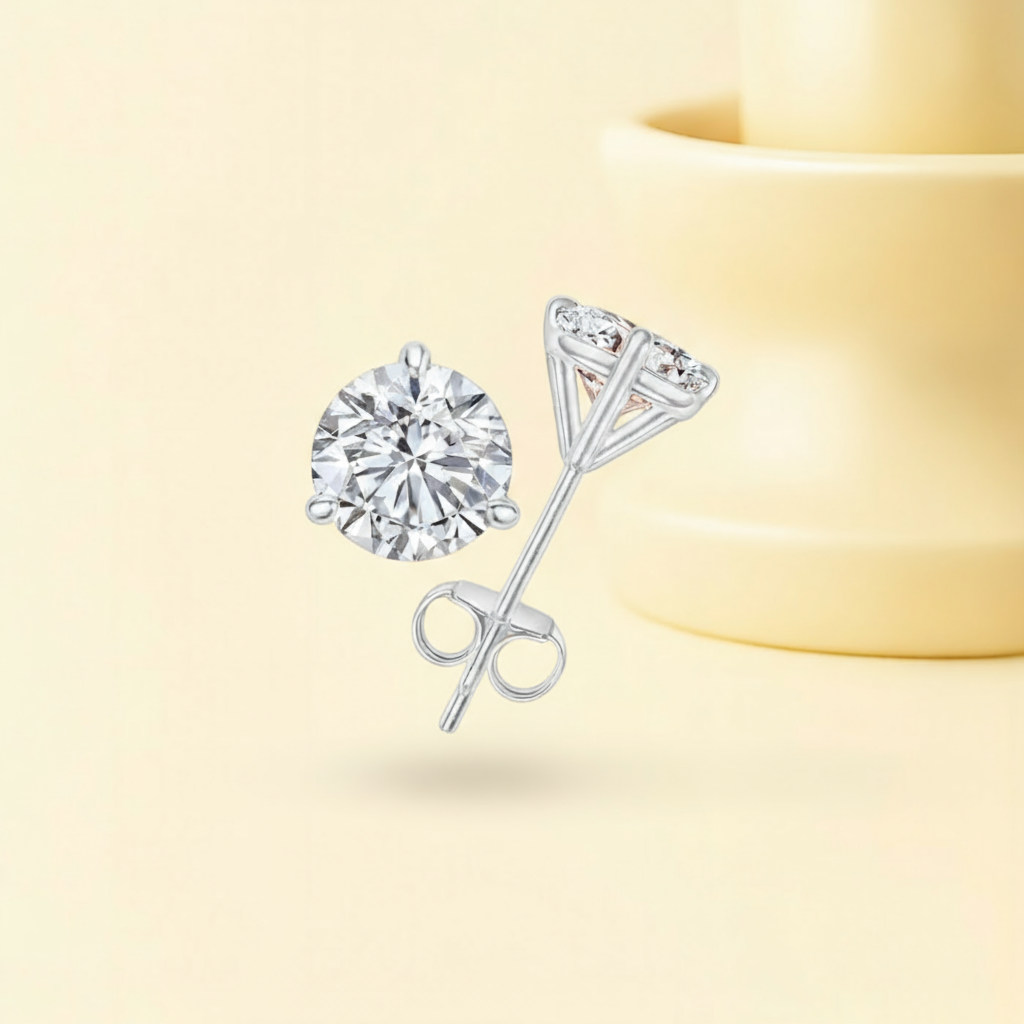 Martini Round Moissanite Solitaire Stud
