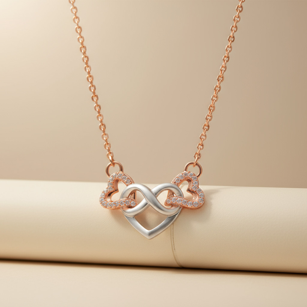 Infinity Heart Interlocking Pendant Necklace