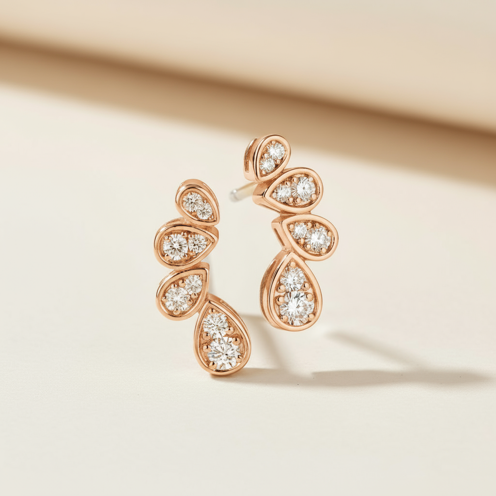 Cubic Zirconia Teardrop Ear Crawler Stud