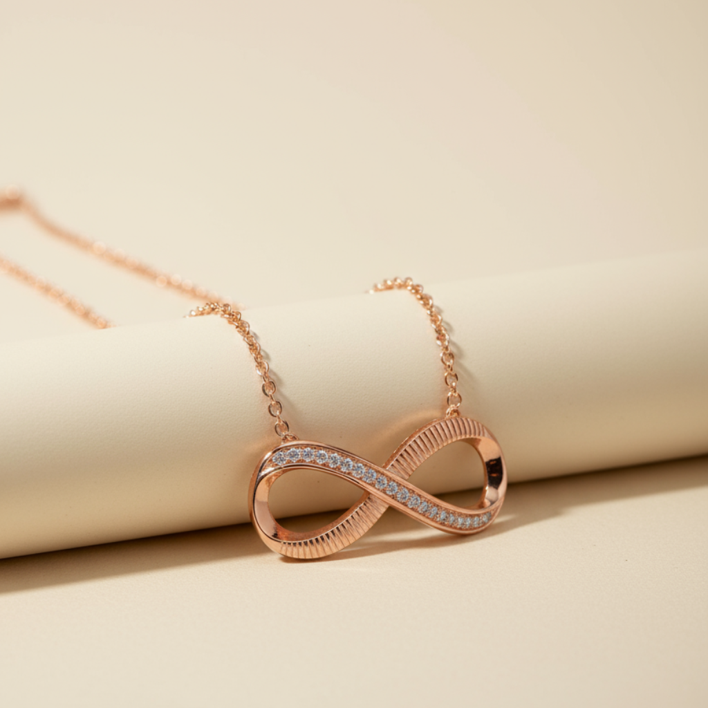 Moissanite Sideways Infinity Pendant Necklace