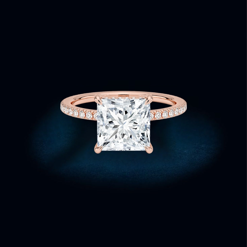 Princess Moissanite Pave Ring