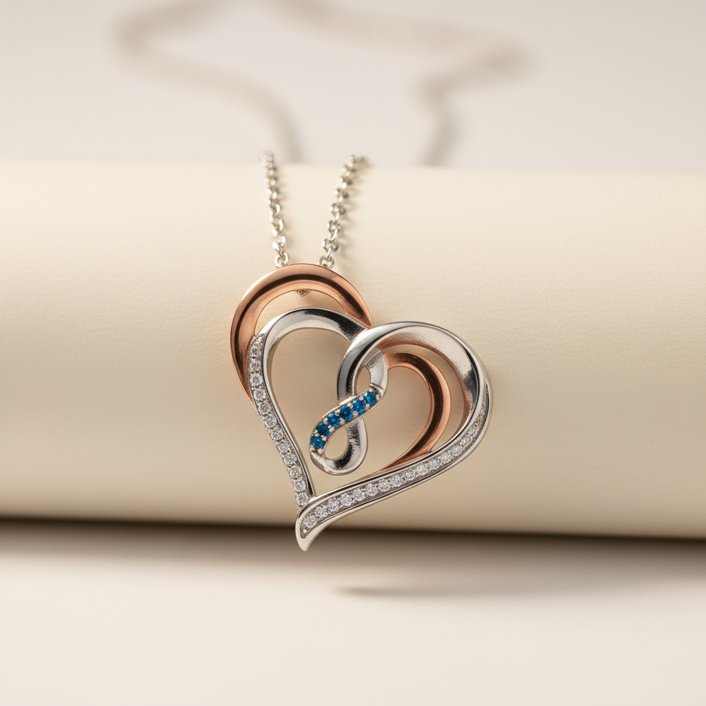 Infinity Double Heart Pendant Necklace