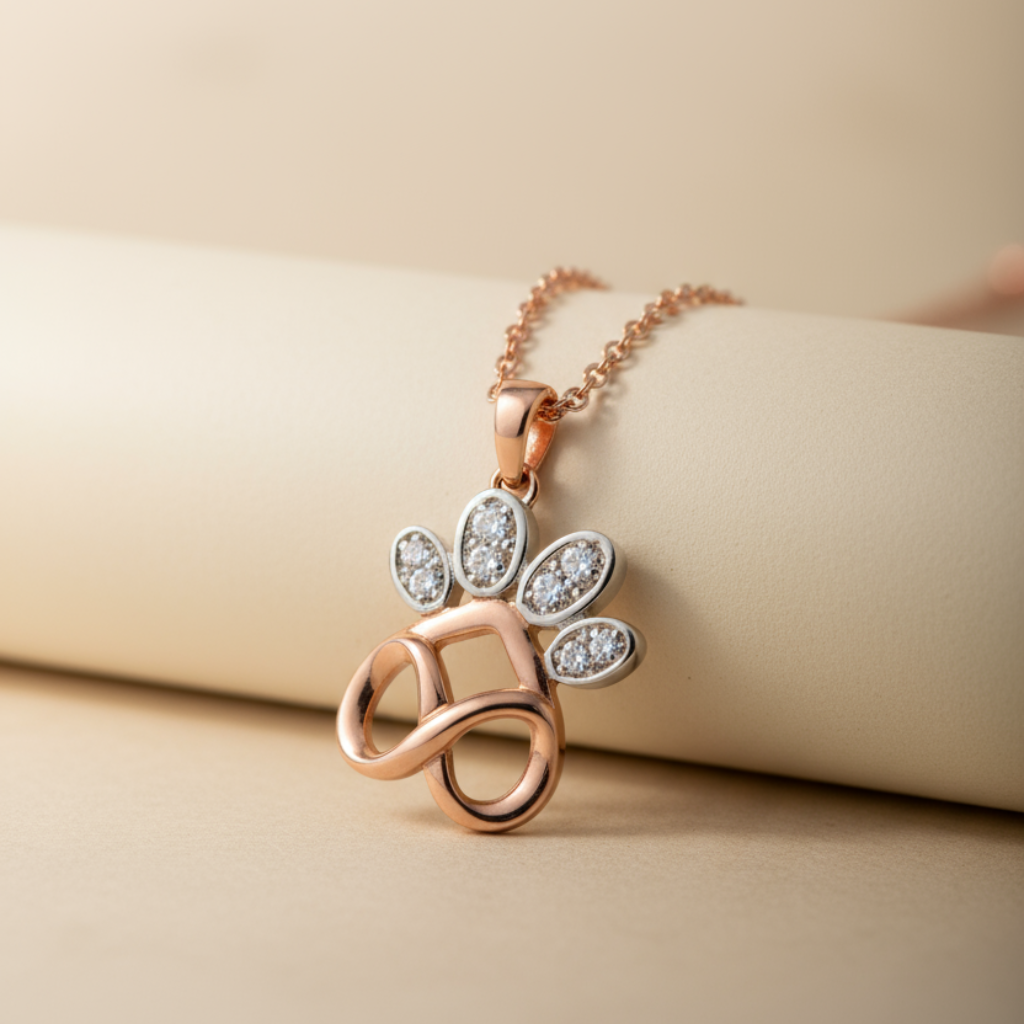 Infinity Paw Print Pendant Necklace