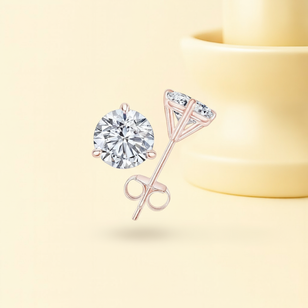 Martini Round Moissanite Solitaire Stud