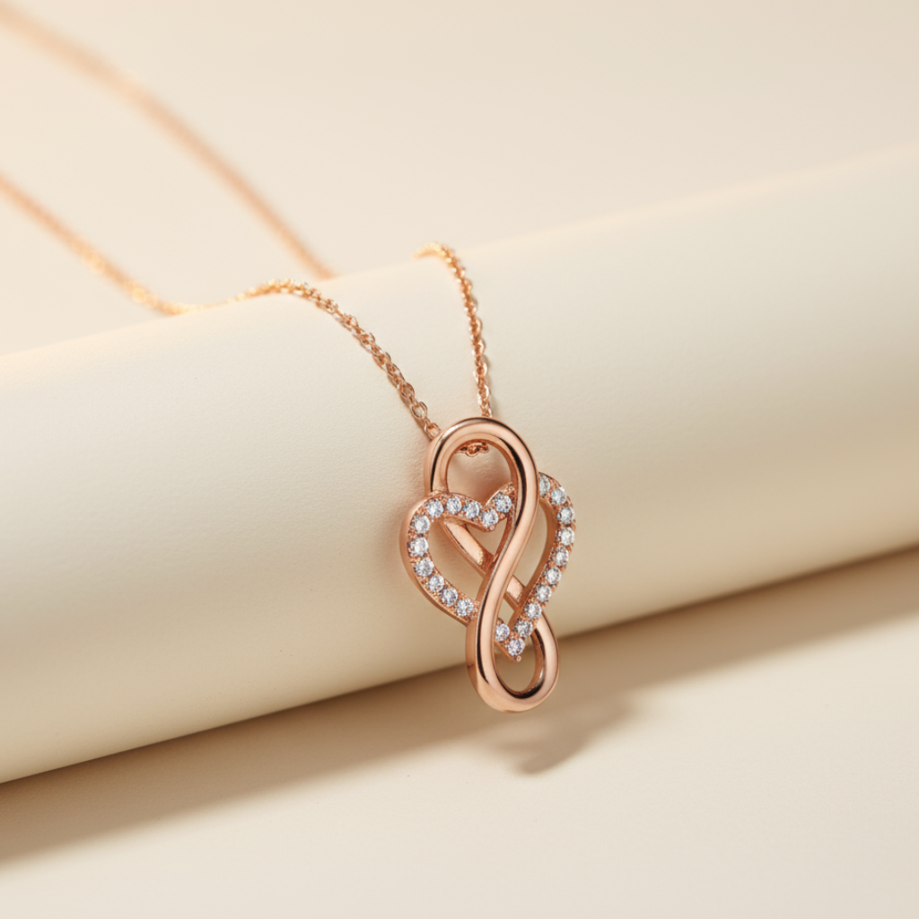 Moissanite Diamond Heart Infinity Pendant Necklace