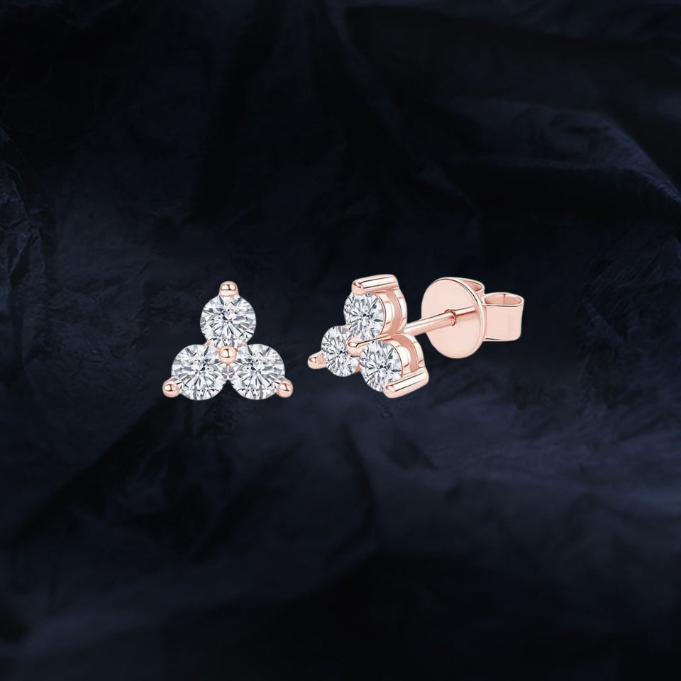 Moissanite Trio Stone Trinity Stud