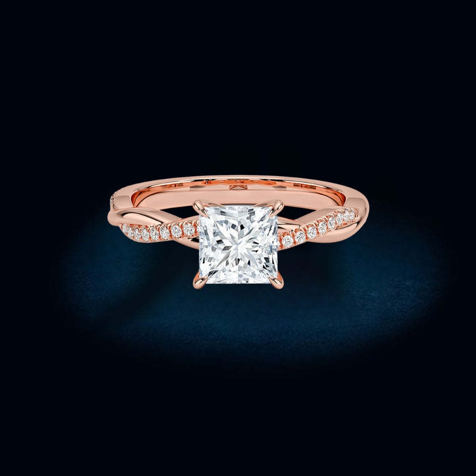 Princess Cut Moissanite Twisted Ring