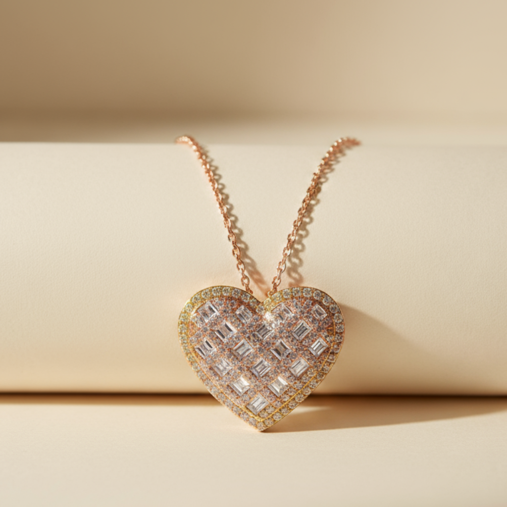 Basket Weave Heart Pendant Necklace