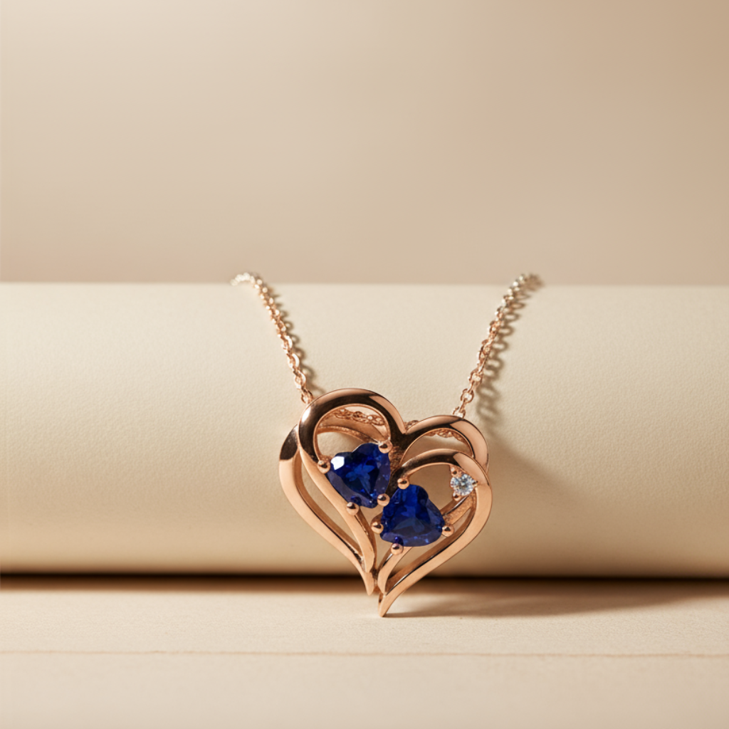 Heart-Shape Double Heart Pendant Necklace