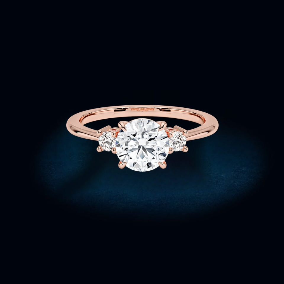 Round Moissanite Three Stone Engagement Ring