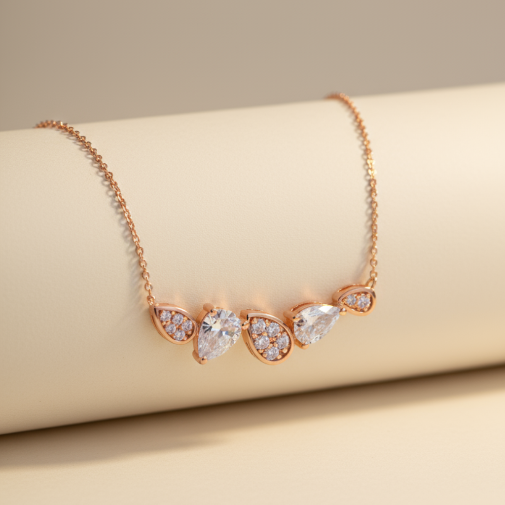 Pear Shape Cluster Pendant Necklace