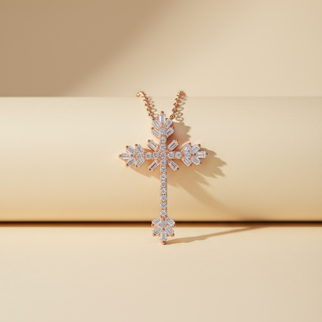 Baguette Cross Pendant Necklace