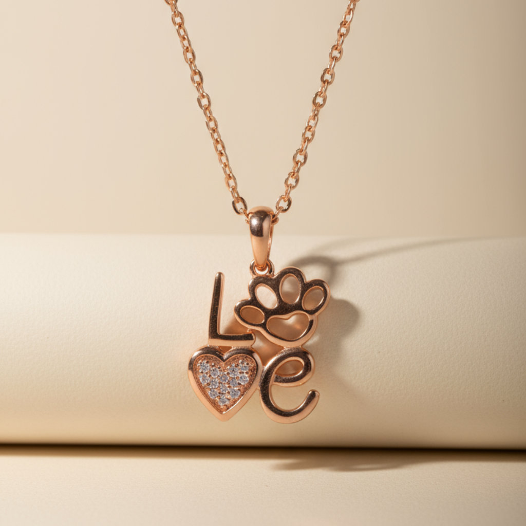 Love Paw Print Pendant Necklace