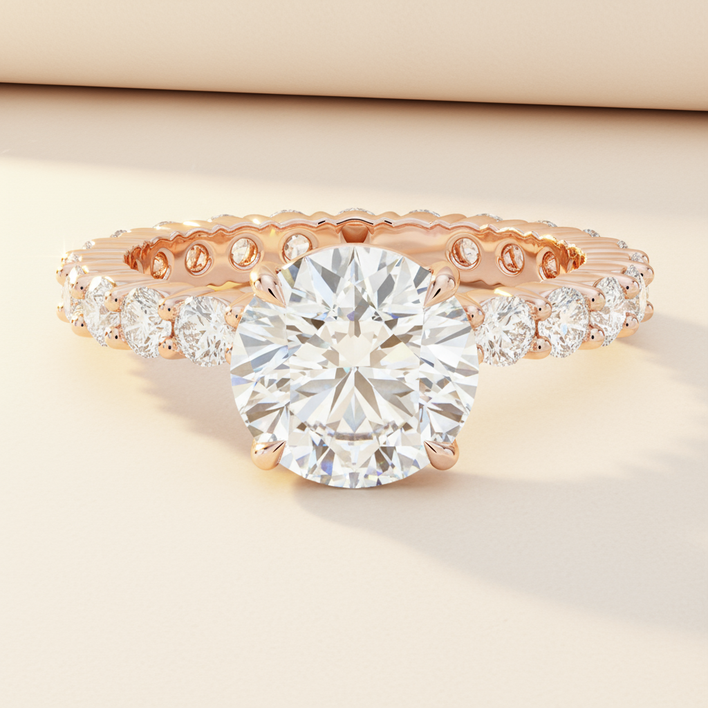 Round Shape Pointer Moissanite Diamond Ring