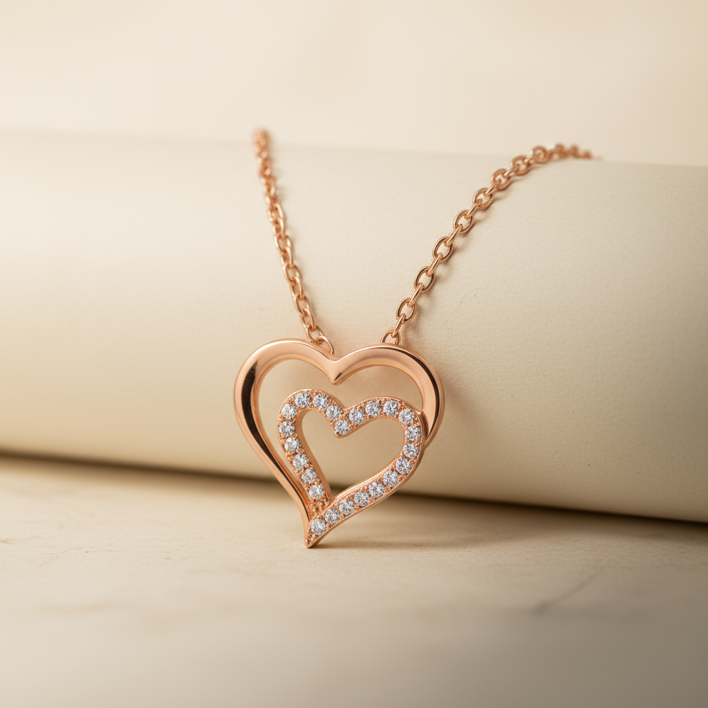 Double Heart Pendant Necklace