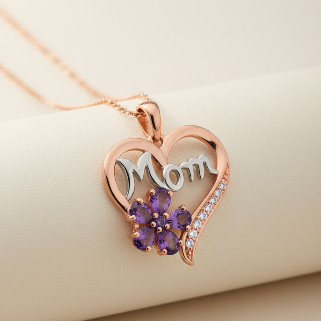 Pear Mom Love Heart Pendant Necklace