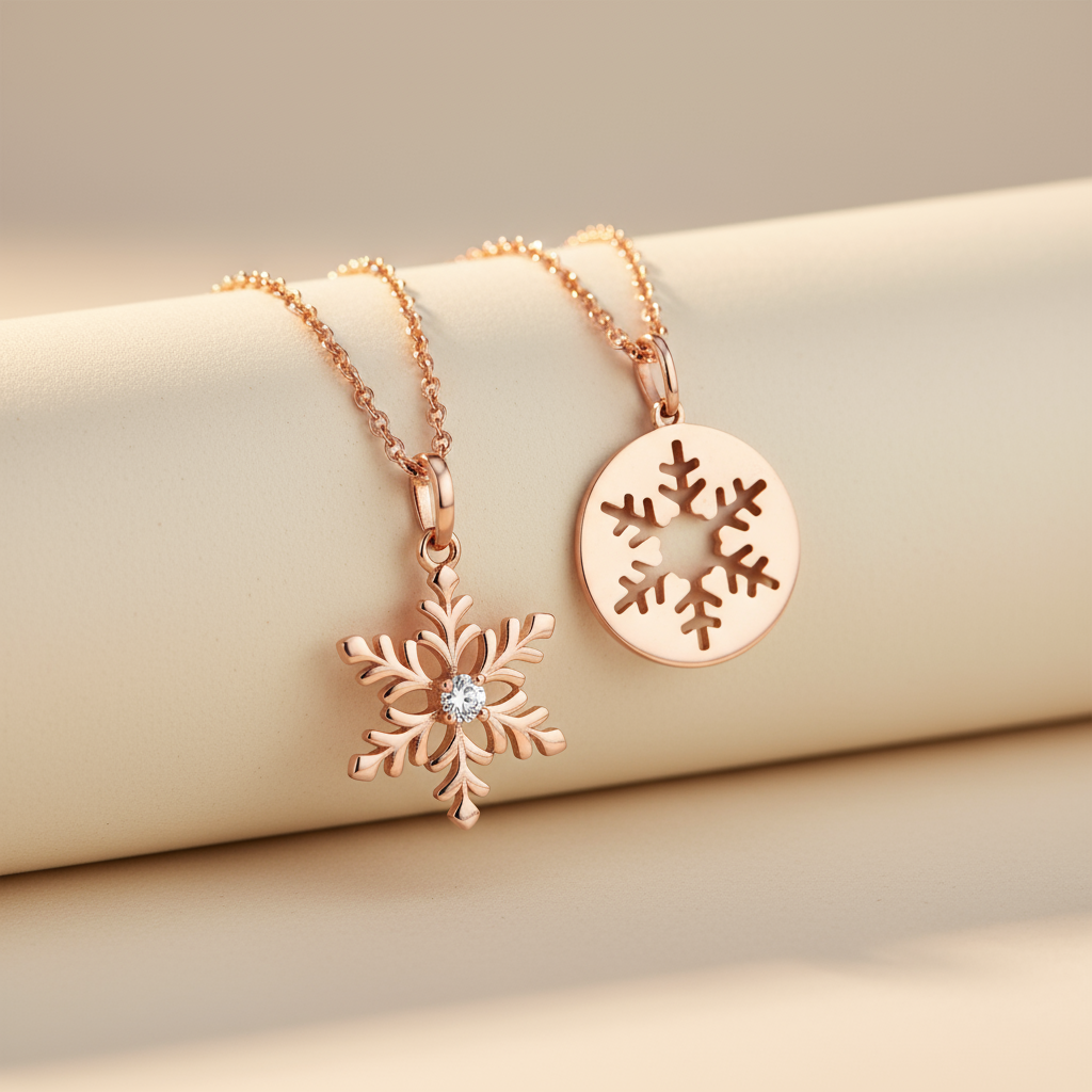 Cut-Out Snowflake Disc Pendant Necklace