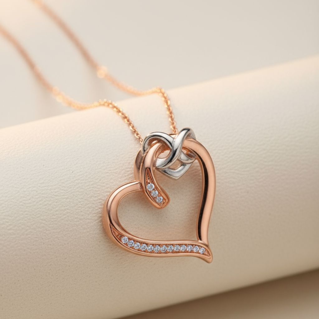 Interlocking Infinity Love Heart Pendant Necklace