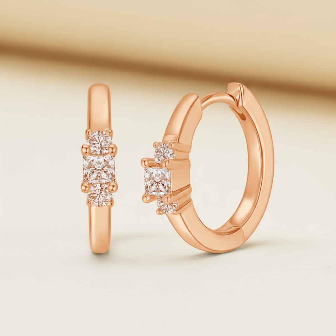 Princess Cut Moissanite Diamond Hoop Earrings