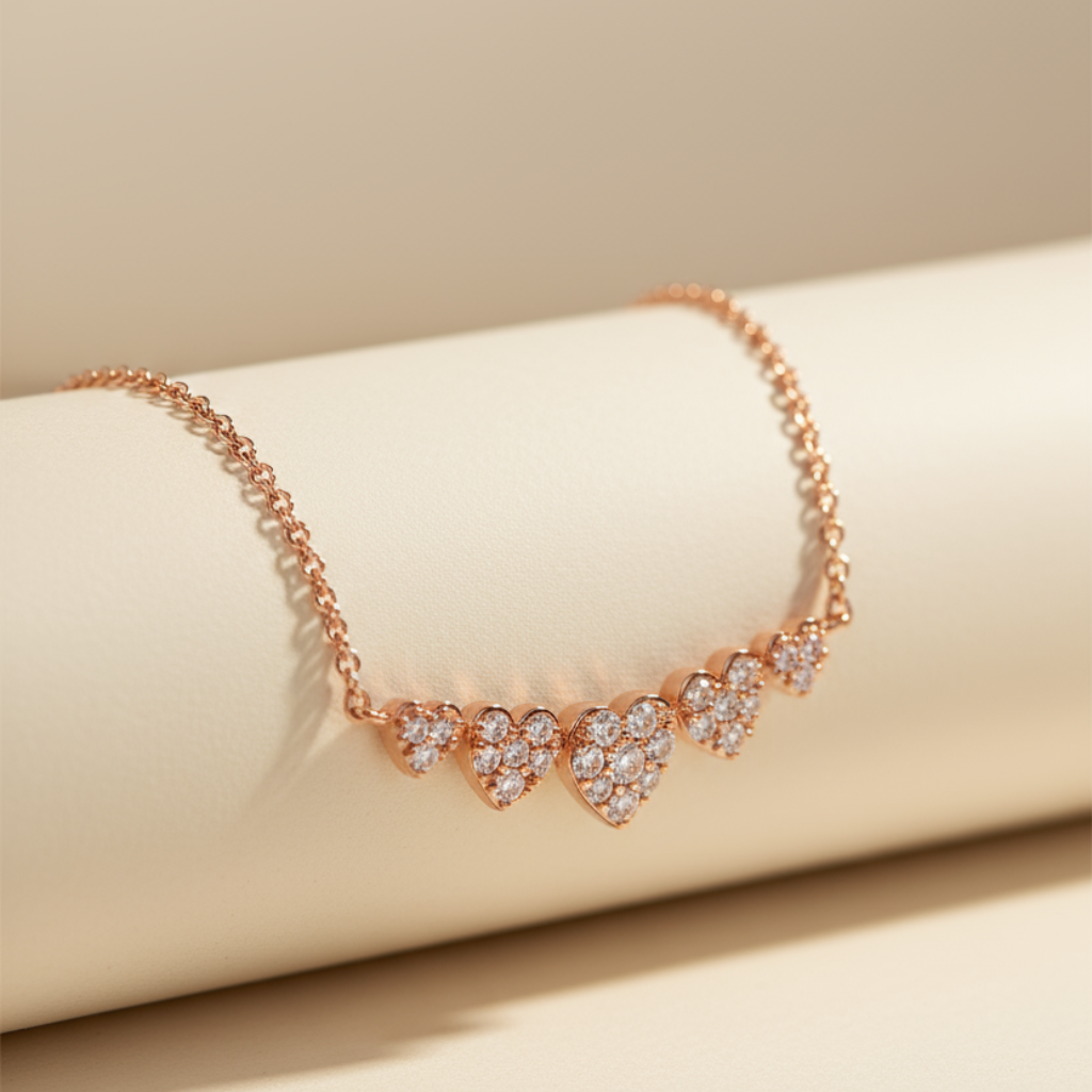 Five Heart Bar Pendant Necklace