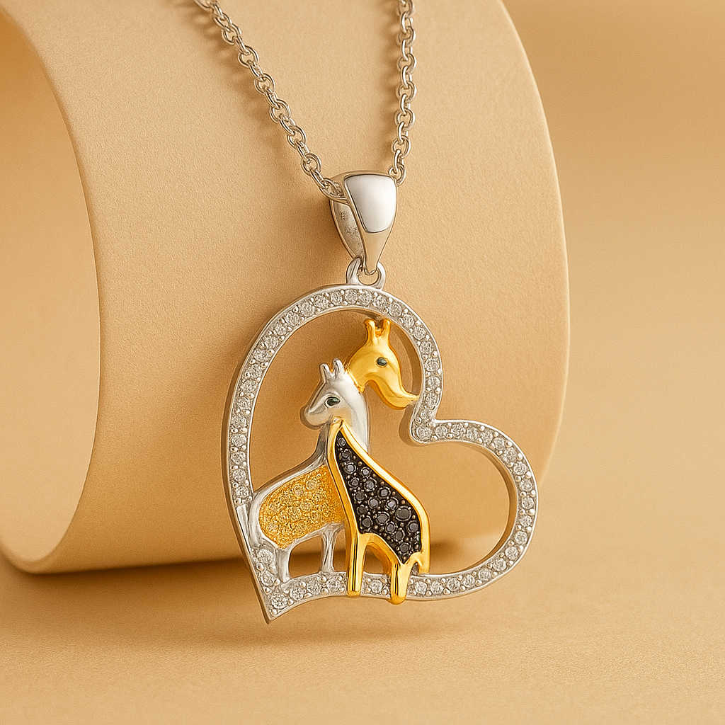 Giraffe Love Heart Pendant Necklace
